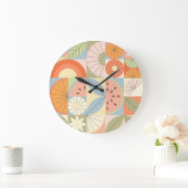 Summer Citrus Watermelon: Abstrakt geometrische Se Große Wanduhr (Zuhause)