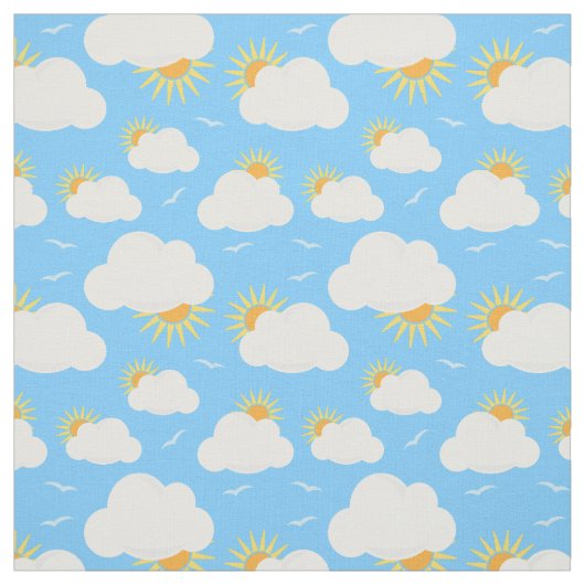 Summer Clouds und Sunshine Sky Gemustert Stoff (Muster)