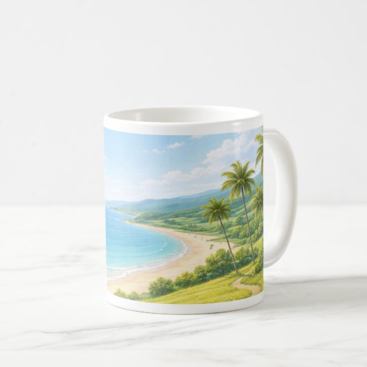 Summer Coastal Landscape Mug Kaffeetasse (VorderseiteRechts)