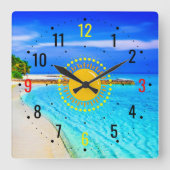 Summer & Coastal Style - Fotografie Strand Quadratische Wanduhr (Vorderseite)