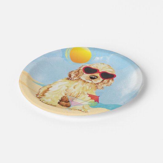 Summer Cocker Spaniel Pappteller (Schrägansicht)