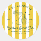 Summer Cocktail Club | Bachelorette Runder Aufkleber (Vorderseite)