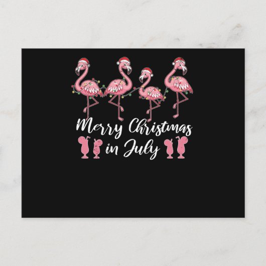 Summer Cocktail frohe Weihnachten im Juli Flamingo Postkarte (Vorderseite)