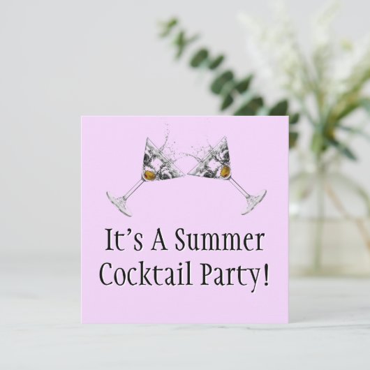 Summer Cocktail Party Custom Invitation (Platz) Einladung (Stehend Vorderseite)