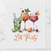 Summer Cocktail Party with Colorful Drinks Weinetikett (Einzelnes Label)