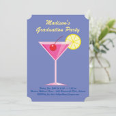 Summer Cocktails Graduation Party - Lila Einladung (Stehend Vorderseite)