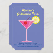 Summer Cocktails Graduation Party - Lila Einladung (Vorne/Hinten)