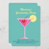 Summer Cocktails Graduation Party - Türkis Einladung (Vorne/Hinten)