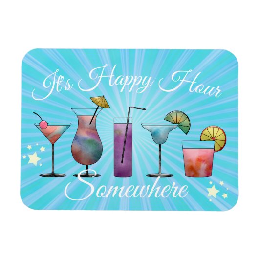 Summer Cocktails Happy Hour Somewhere Magnet (Horizontal)