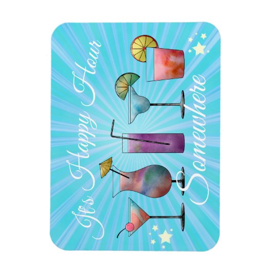 Summer Cocktails Happy Hour Somewhere Magnet (Vertikal)
