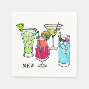 Summer Cocktails kundenspezifische Monogramm Papie Serviette