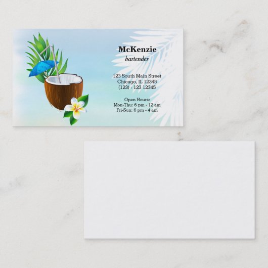 Summer Cocktails Visitenkarte (Vorne/Hinten)