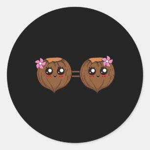 Summer Coconut Bra Halloween Kostüm Hawaii Aloha Runder Aufkleber