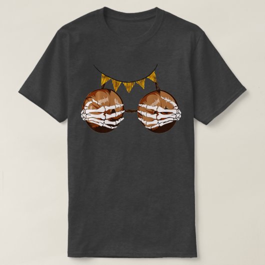 Summer Coconut Bra Skeleton Hand Funny Halloween T-Shirt (Design vorne)