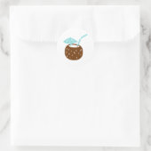 Summer Coconut Drink Runder Aufkleber (Tasche)
