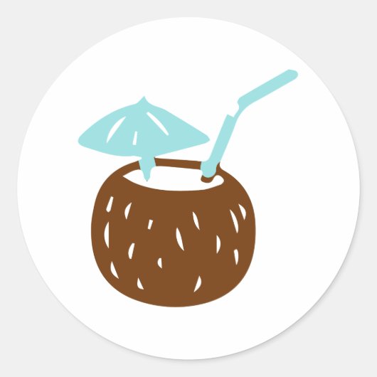 Summer Coconut Drink Runder Aufkleber (Vorderseite)