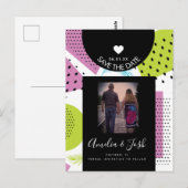 Summer Collage Shapes Pattern Save the Date Postkarte (Vorne/Hinten)