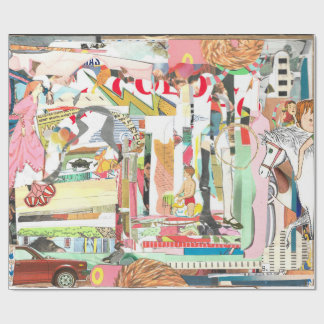 Summer Collage Wrapping Paper Geschenkpapier