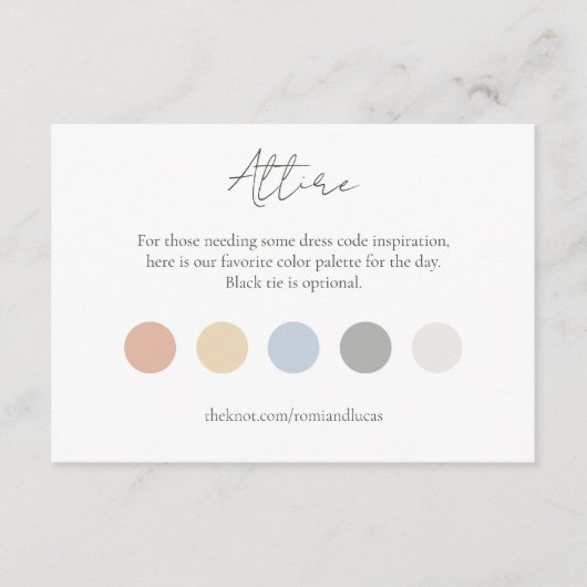 Summer Color Dot Wedding Kleid Code Begleitkarte (Vorderseite)