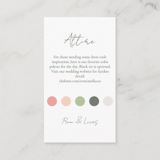 Summer Color Dot Wedding Kleid Code Begleitkarte (Vorderseite)