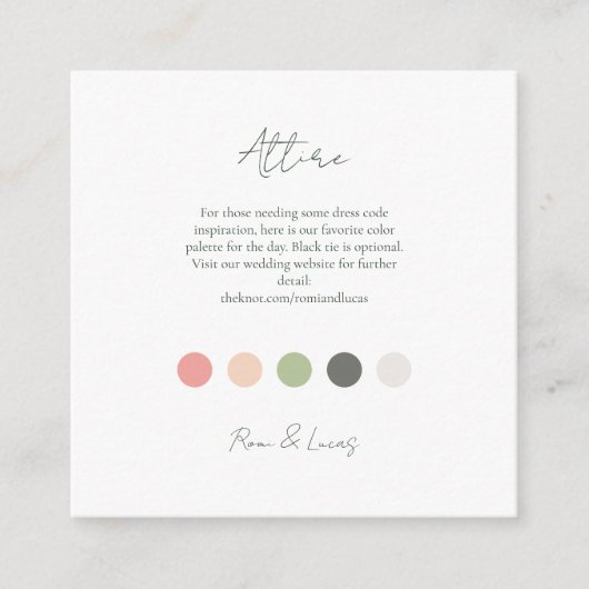 Summer Color Dot Wedding Kleid Code Umschließungen Begleitkarte (Vorderseite)