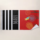 Summer Colorblock Stripes Yellow Bird Strandtuch (Vorderseite)