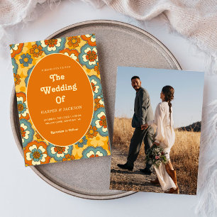 Summer Colorful Blume Muster Groovy Retro Boho Einladung