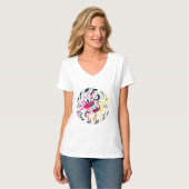 Summer Colorful Flamingo Circle Leaf Frauen T-Shirt (Vorderseite Vollansicht)