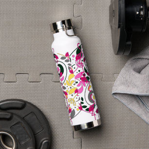 Summer Colorful Flamingo Circle Leaf Trinkflasche