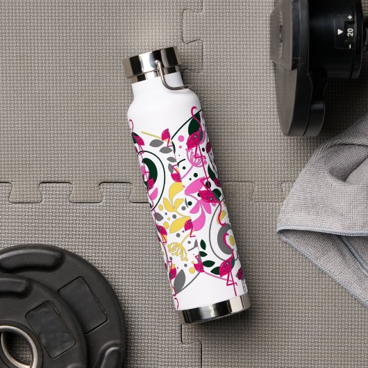 Summer Colorful Flamingo Circle Leaf Trinkflasche (Fitnessstudio)