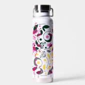 Summer Colorful Flamingo Circle Leaf Trinkflasche (Rückseite)