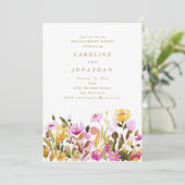 Summer Colorful Floral Painterly Engagement Party Einladung (Stehend Vorderseite)
