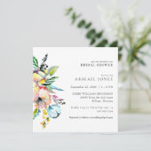 Summer Colorful Floral Square Brautparty Einladung (Stehend Vorderseite)