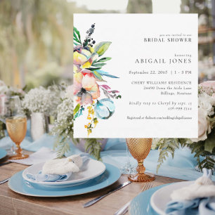 Summer Colorful Floral Square Brautparty Einladung