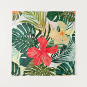 Summer colorful hawaiian seamless pattern with tro wandteppich (Vorderseite (Horizontal))