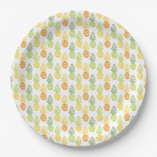 Summer colorful pineapple fruit multicolor pattern pappteller (Vorderseite)
