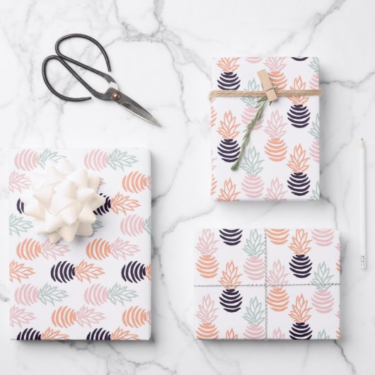 Summer colorful pineapple fruit pattern geschenkpapier set (Vorderseite)