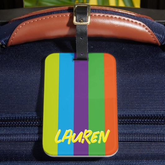 Summer Colorful Stripes Personalisiert Gepäckanhänger (Vorderseite Insitu 2)