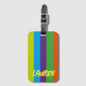 Summer Colorful Stripes Personalisiert Gepäckanhänger (Vorderseite Vertikal)