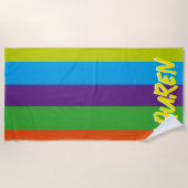 Summer Colorful Stripes Personalisiert Strandtuch (Vorderseite)