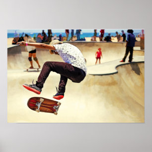 Summer Concrete Skate Board Park am Strand Poster