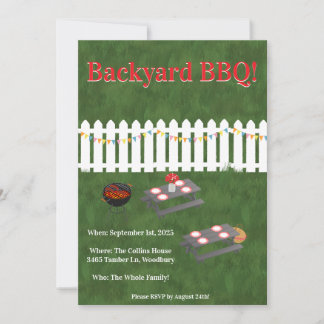 Summer Cookout Backyard BBQ Party Invite Einladung