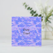 Summer Cookout Camouflage Pastel Blaues Muster Einladung (Stehend Vorderseite)