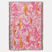 Summer Coral and Goldfish Throw Blanket Decke (Vorderseite Vertikal)
