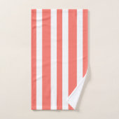 Summer Coral White Stripes Badhandtuch Set (Handtuch)