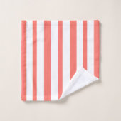 Summer Coral White Stripes Badhandtuch Set (Waschlappen)