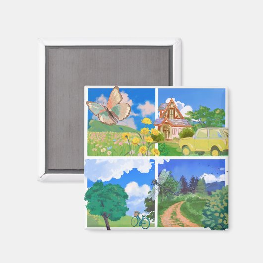 Summer Countryside Nature Magnet (Vorderseite/Rückseite)