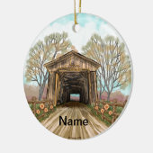Summer Covered Bridge Keramik Ornament (Links)