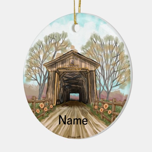 Summer Covered Bridge Keramikornament (Links)
