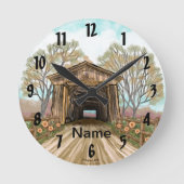 Summer Covered Bridge Runde Wanduhr (Vorderseite)